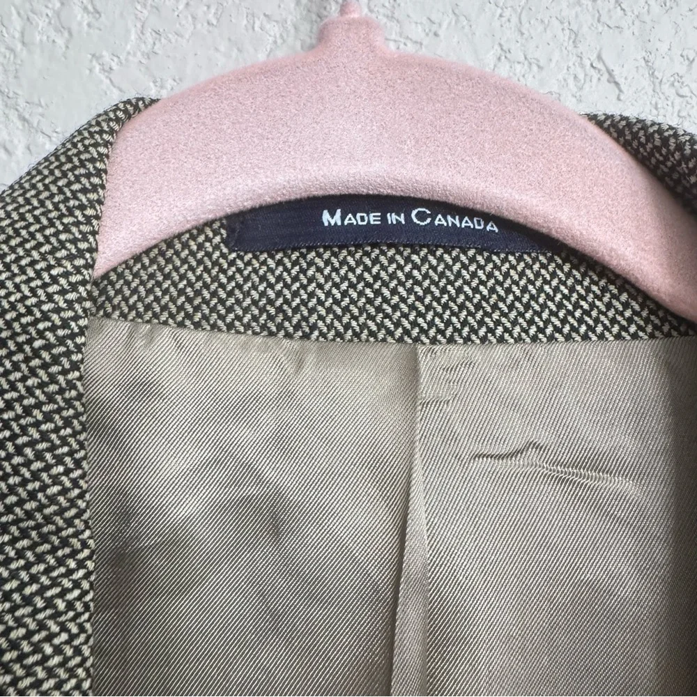 Ralph Lauren Pure Wool Men’s Blazer 44R Brown Micro Herringbone Made in Canada